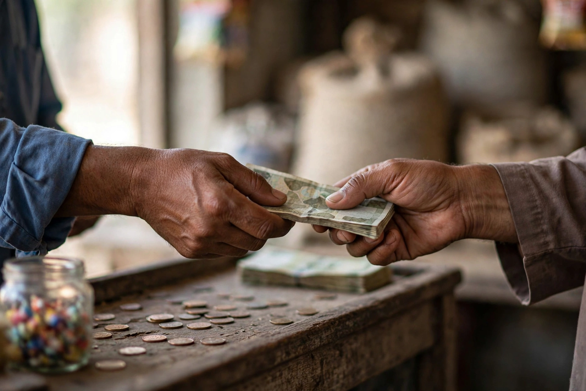 Beneficiary receiving BISP installment cash at a retail payment point