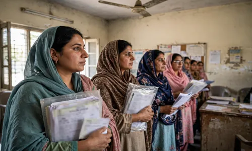 Women beneficiaries waiting at a BISP tehsil office for registration
