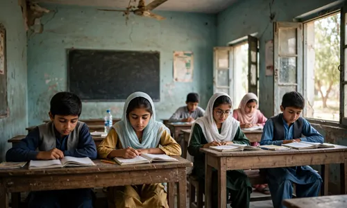 Schoolchildren studying in a classroom under the Taleemi Wazaif education stipend